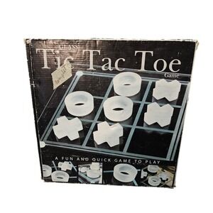 Vintage Frosted Glass Tic Tac Toe Game Set Modern Coffee Table Decor B&C Inc